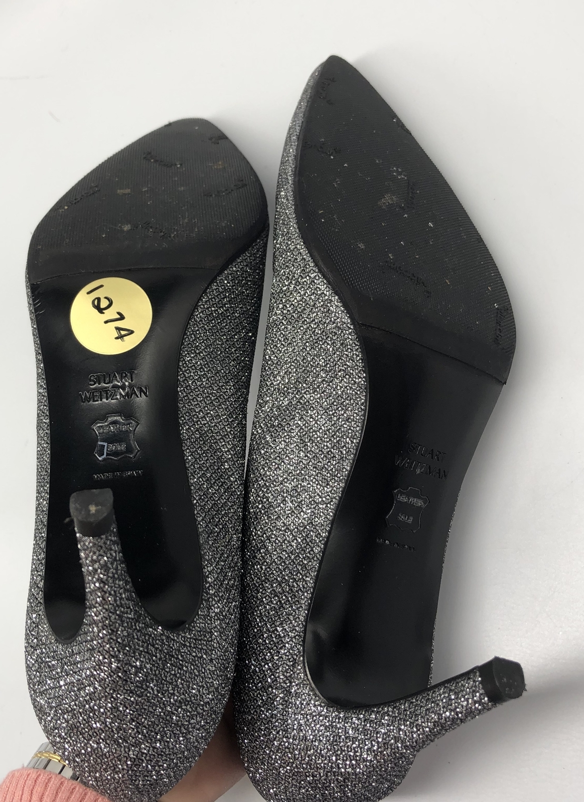 Stuart Weitzman Glitter Silver Pointed Toe Stilet… - image 5