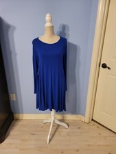 Emetla Size Medium Dress Womens Blue Long Sleeve Shift 