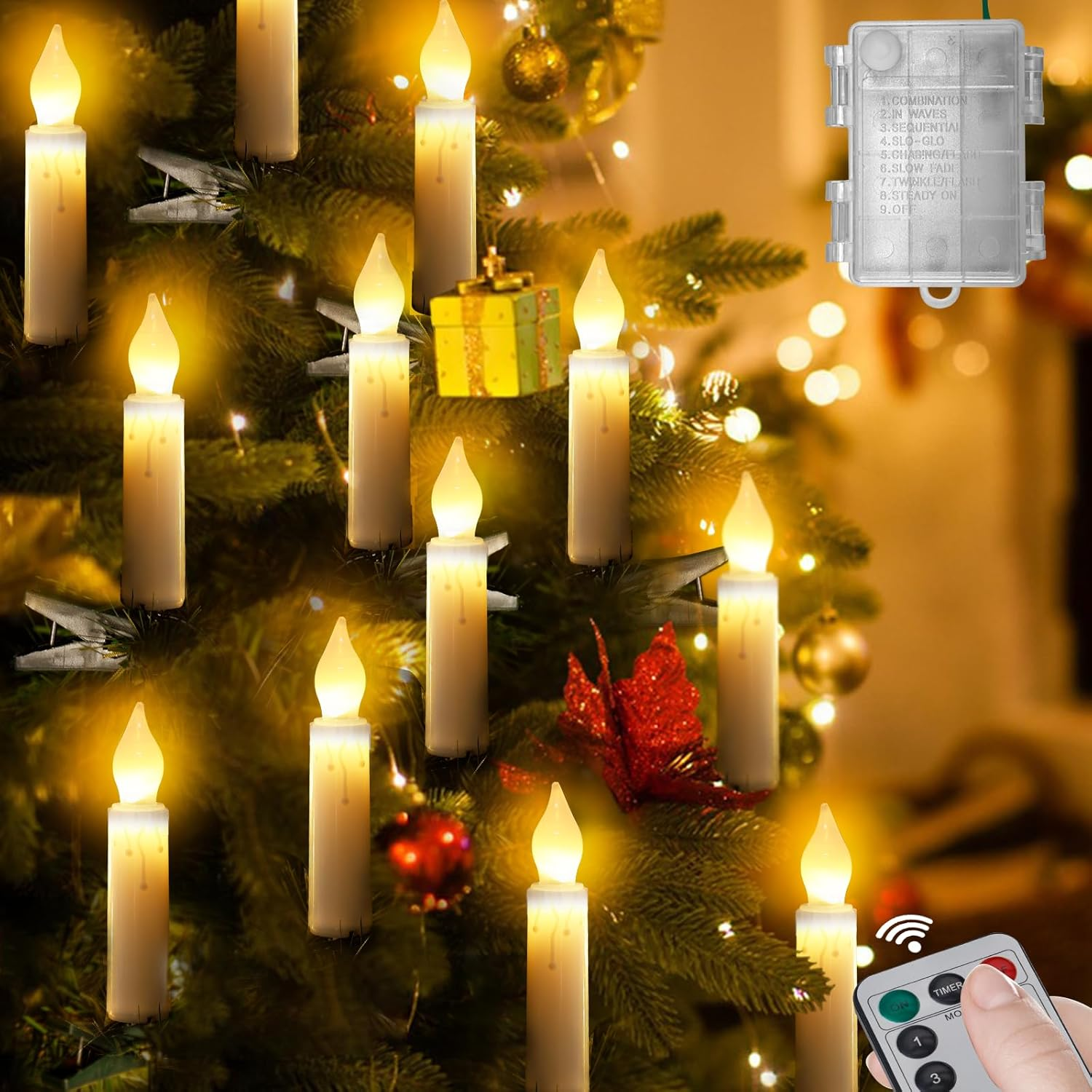 Christmas Tree Flameless Candles Lights, 20PCS LED Flickering Lights Battery Op