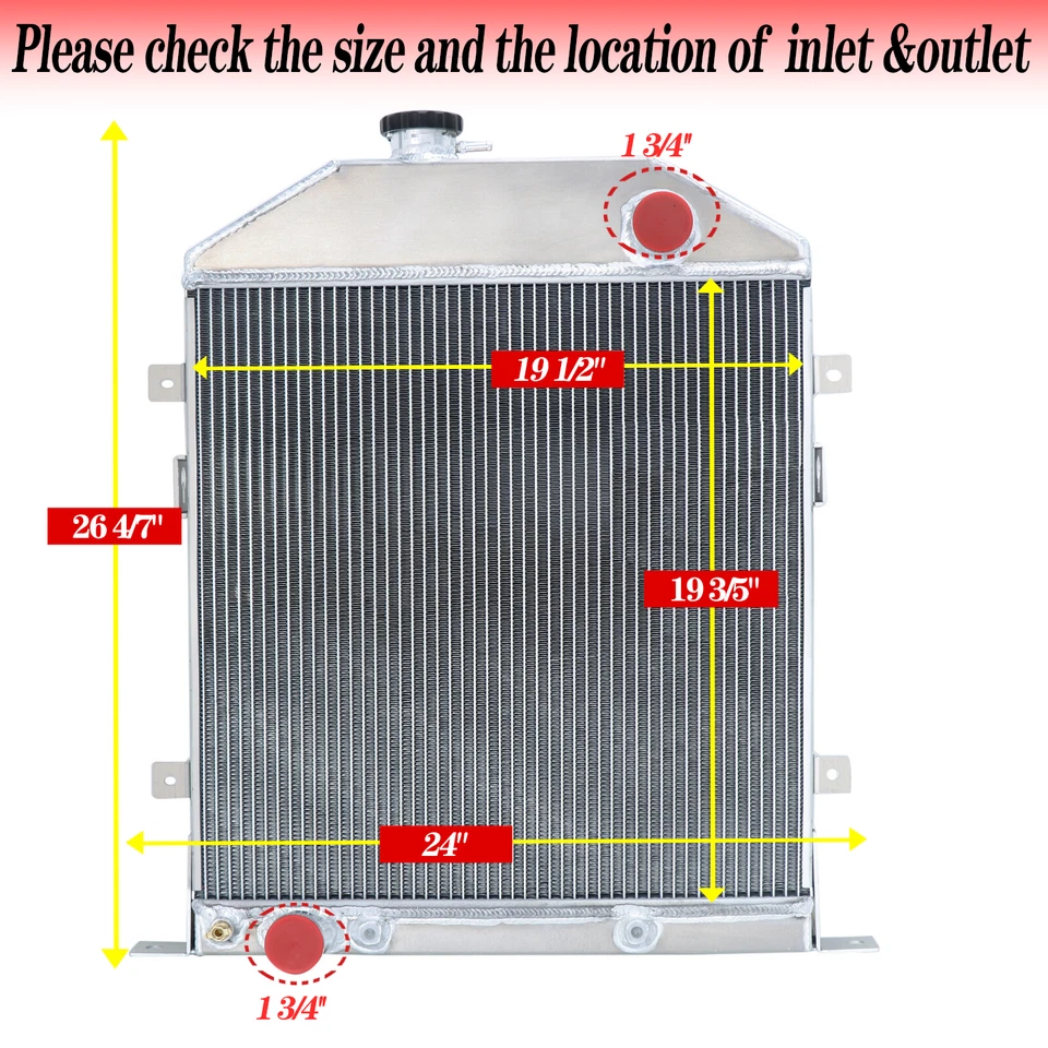 3 Rows Radiator fit 42-48 47 Ford Super Deluxe/Model 2 GA Special Model 21 A 3.6 Foto 2 de 4
