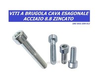 Viti M3 M4 M5 Testa A Brugola Cilindrica Cava Esagonale 8.8 Zincato UNI5931 912