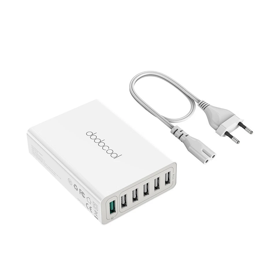 dodocool USB Charger 5 Ports Desktop Charging Station with Dual Quick Charge 3.0 - Image 2 of 4
