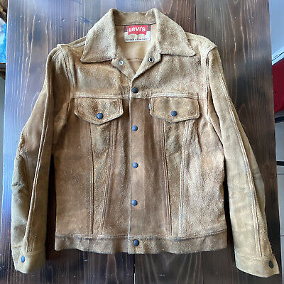 Vintage Levi's Big E Split Cowhide Suede Leather Trucker Vintage Levi's Big E Split Cowhide Suede Leather Trucker