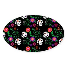 CafePress Black Sugar Skull Sticker Sticker Oval  1964837862 
