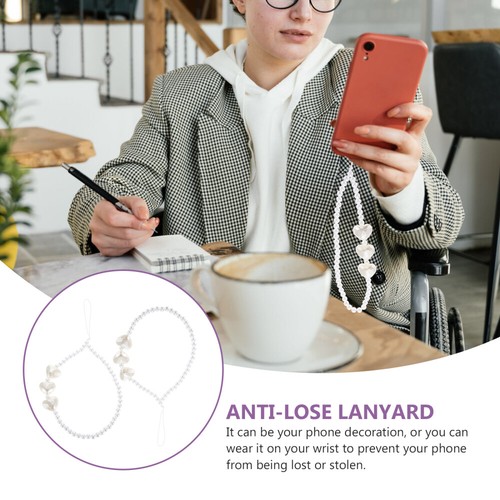 2 Pcs Mobile Phone Decorative Lanyard Cellphone Beaded Pearls Wrist Strap - 第 5/12 張圖片