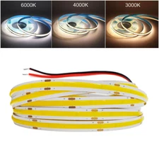 12V 24V COB Led Strip Flexible Tape Lights RF Remote Dimmable EU US Plug 1m~10m