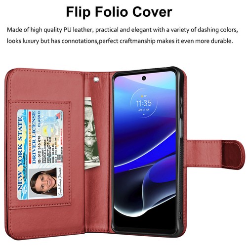 Funda billetera de cuero con soporte para Motorola Moto G Power/G puro/G lápiz óptico/G 5G 2022 - Imagen 33 de 51