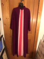 Vintage 1960s JCPenney Velvet Velour Purple w Pink Stripe House Coat Robe sz16
