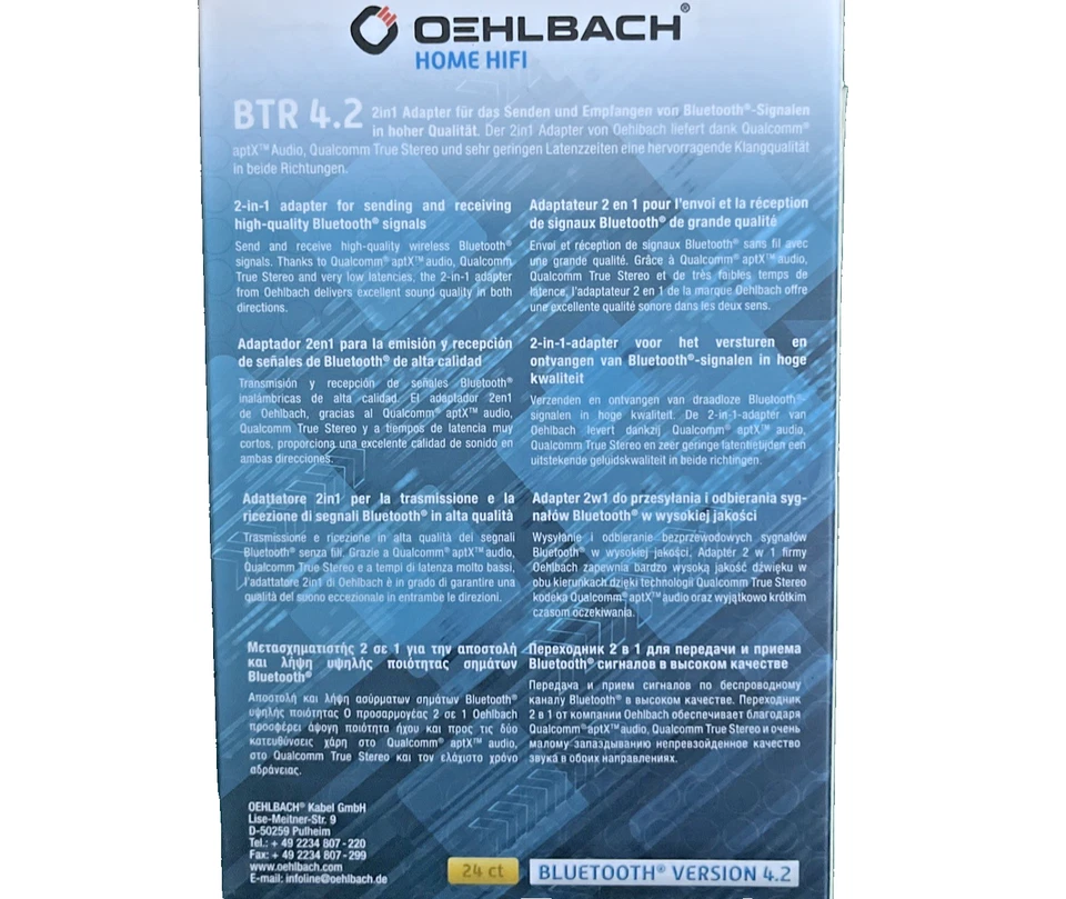 Oehlbach Mobiler Bluetooth Sender / Empfänger Transceiver BTR 4.2 6078 weiß (C) - Bild 2 von 2