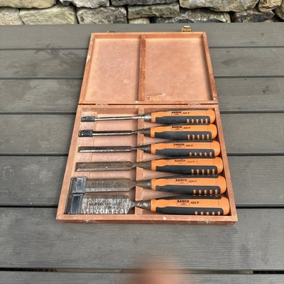 BAHCO Holzmeißel Set 6-teilig geschliffen gehärtet spaltfest im Aufbewahrungskoffer 424P-S6 