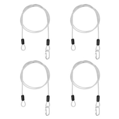 4Set 5/32'' Dia 3.3ft Security Steel Cable with Loops Clear + Quick Links