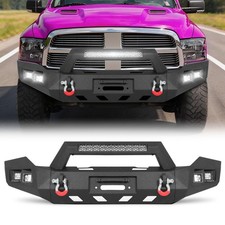 Steel Front Bumper For 2013-2023 Dodge Ram 1500 Wwinch Plate Led Lights D-rings