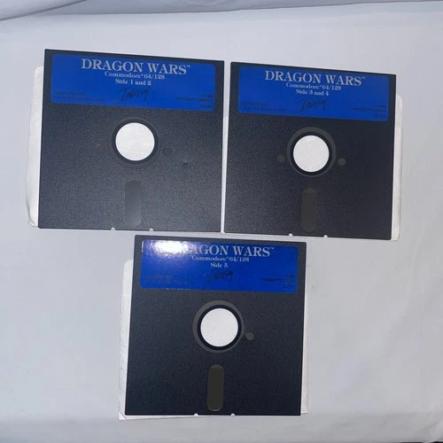 DRAGON WARS Commodore 64 /128 5.25” Floppy Game Discs Only UNTESTED 1989
