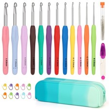 Crochet Hooks Set with Case, 12 Size Ergonomic Crochet Needles for Beginner A...