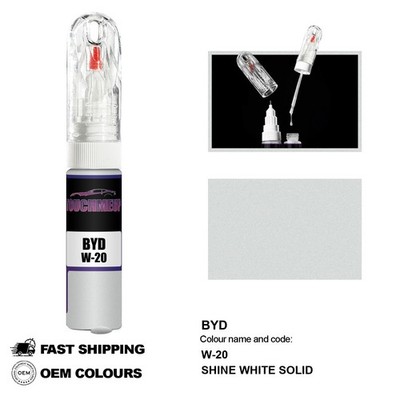 FÜR BYD SHINE WHITE SOLID W-20 Touch Up Lackstift Pinsel Fix Kit Kratzer Chip...