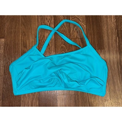 Venus Turquoise Twist Front Bikini Top Adjustable Cross Back Swim Top Size DD