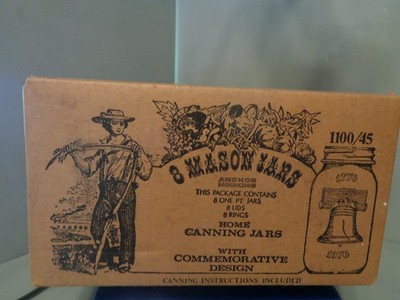8 Bicentennial 1776-1976 Liberty Bell pint Mason Jar Anchor Hocking Unopened NEW