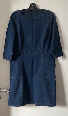 More & More Jeanskleid Gr. 44 blau Denim 3/4-Arm Rundhals knielang