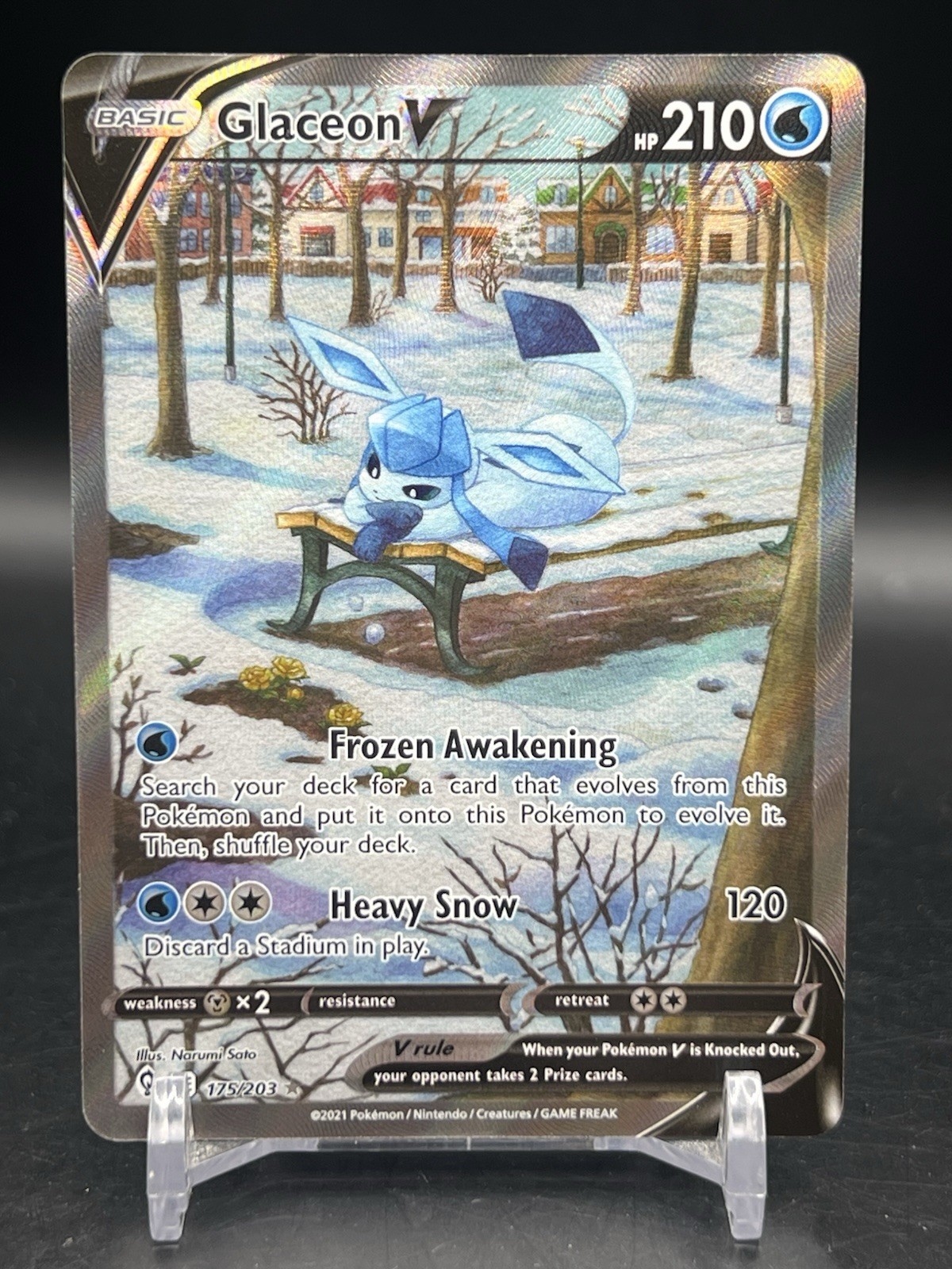 2021 Pokémon Glaceon V (Alternate Full Art) 175/203 SWSH07: Evolving Skies NM