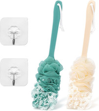2Pack Back Scrubber for Shower Loofah with Long Handle, Shower Brush for Body, 1