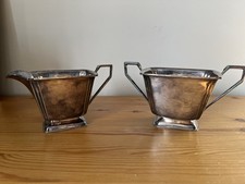 Pair Of Vintage Silver Plated EPNS Sugar Bowl and Cream Jug Tea Set 