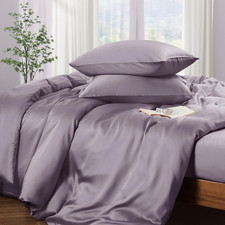 Lavender Tencel Lyocell Duvet Cover Set - Queen Size 3 Piece Silky Soft