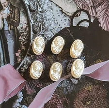 Set of 6 Mother-of-Pearl Cameo Buttons - B42