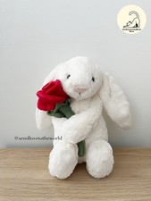 Valentine's Day Special AUTHENTIC Jellycat Cream Bunny with Rose - US Seller