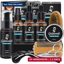 Beard Kit,Beard Grooming Kit w/Beard Wash/Shampoo,2 Packs Beard Oil,Beard Balm,B