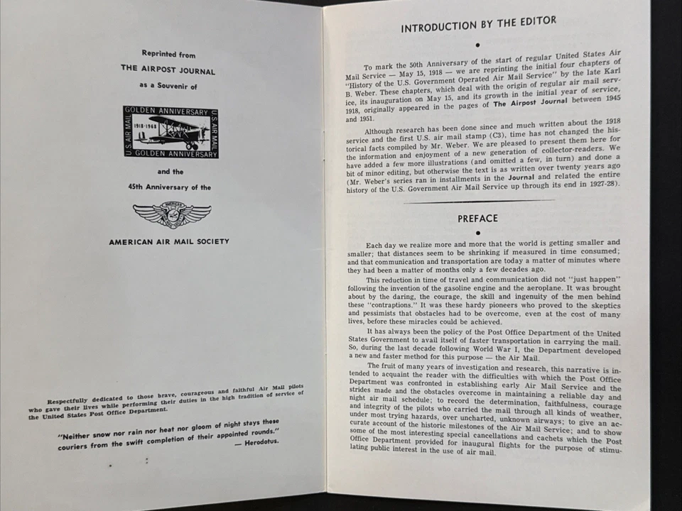 1968 50th Anniversary Airmail Service AAMS First Day Souvenir Booklet Sc# C74 - Image 3 of 4