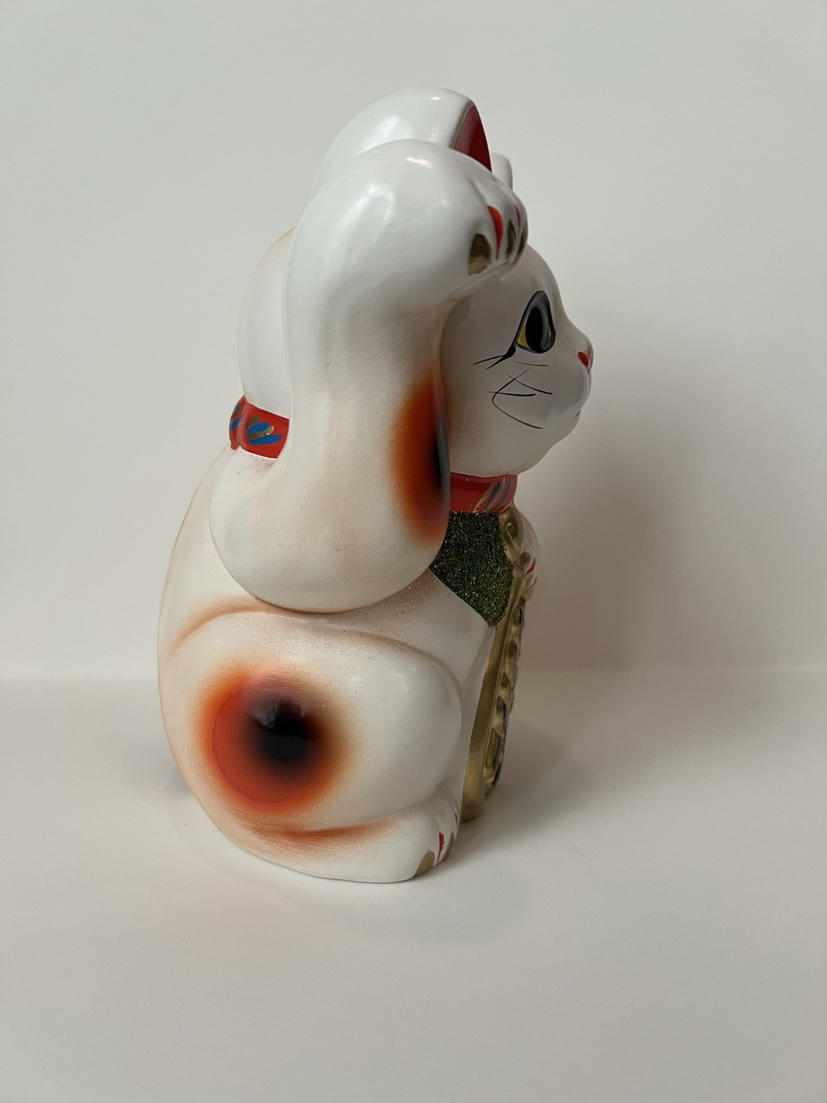 Ceramic Lucky Cat Piggy Coin Bank 7 Inches