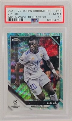 Vinicius Junior *PSA 10* Aqua Wave 2021 Topps Chrome Uefa Champions League #63