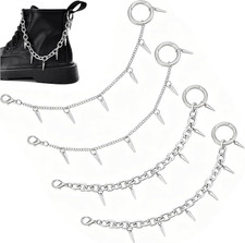 , 4 Pack Punk Boot Chains Rivet Charms Decoration with Spring Gate Ring Sandals