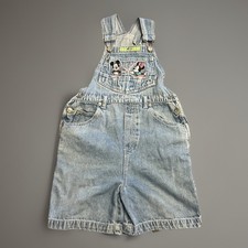 VTG Disney Mickey  Minnie Mouse Denim Overalls Shorts Kids Size 8 Jerry Leigh