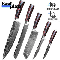Messerset 5-Tlg Profi KüChenmesser Set Carbon Edelstahl Ergonomischer Griff