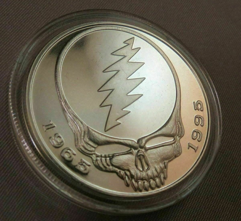 GRATEFUL DEAD SILVER PROOF OUNCE US oz COIN JERRY GARCIA ART skull coa Bob Weir