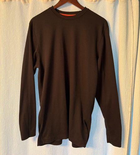 Maglia waffle nera senza marchio manica lunga, uomo taglia large - Foto 1 di 9