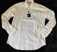 NWT Ike Behar Men's White Cotton Long-Sleeve Button Tuxedo Dress Shirt 15,5-35