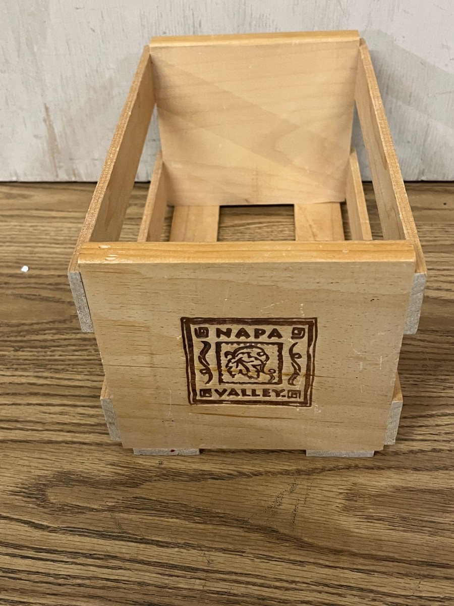 Vintage Napa Valley Box Company Wood CD Storage Box Holder Brown