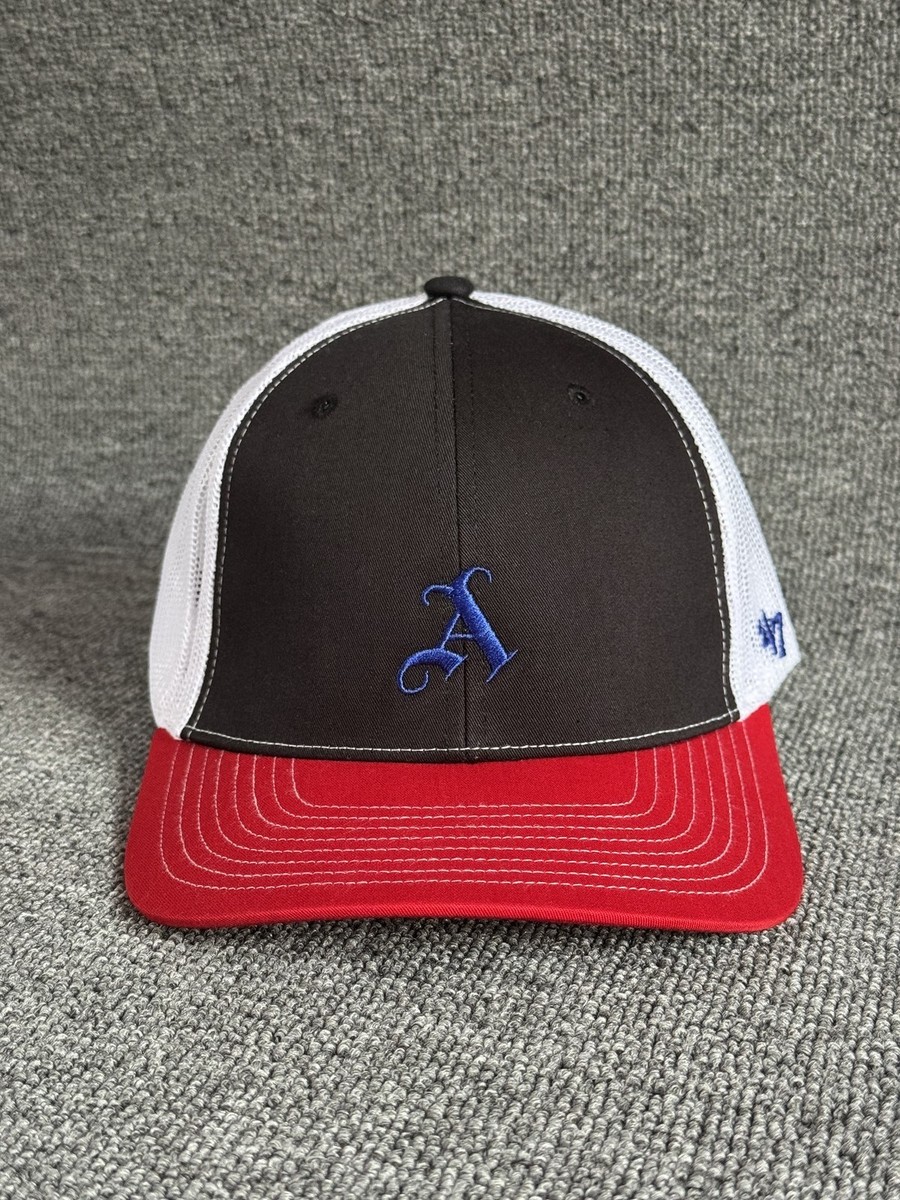 47 Brand Trucker Snapback Hat Black White Red One Size