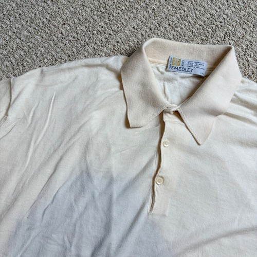John Smedley, John Smedley Sea Island Cotton Polo Shirt XXL Cream Made in England Mens READ