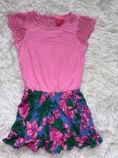 Lilly Pulitzer Girls Sz. 2/3 Pink And Blue Romper. Classic Lilly. Exc. Condition