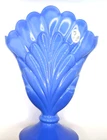 Fenton Periwinkle Blue Slag Fan Vase 2004 Shelly Fenton signed #52 w/catalog