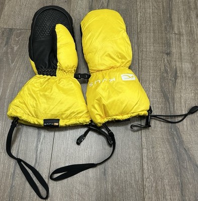 KJUS Ski Snow Mittens Women Size 7/M Yellow Premium Down