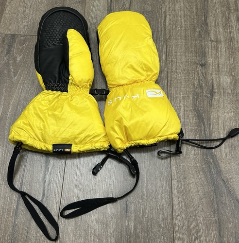 KJUS Ski Snow Mittens Women Size 7/M Yellow Premium Down