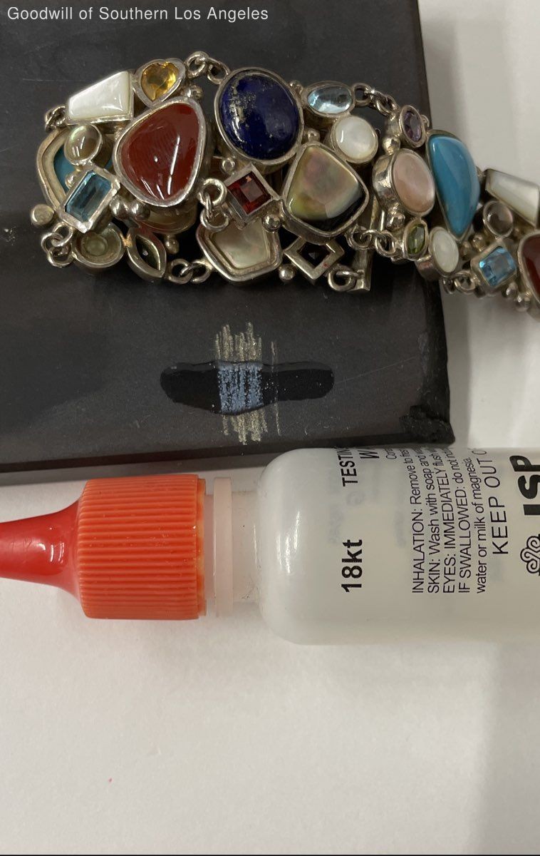 Sterling Silver Multi-Gemstone Panel Bracelet - 5… - image 9