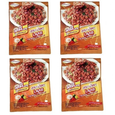 Rosdee Laab Seasoning Powder Thai Spicy Minced Meat Namtok Menu Food Hot 4 x 30g