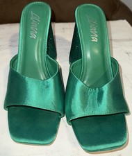 Liliana Shoes Womens Size 8.5 Block Heel Slide Mules Rhinestone Party Dressy