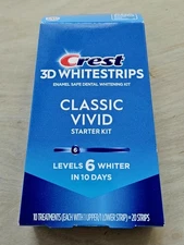 😁 Crest 3D Whitestrips Classic Vivid Teeth Whitening Strips Kit 20 Strips 03/27