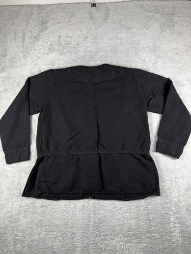Flax by Jeanne Engelhart Jacket Womens Small Black Linen Minimalist Lagenlook - Picture 5 of 12